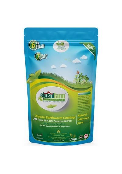 EkosolFarm Solucan Gübresi 1,5 Kg + Ekosolfarm Sıvı Solucan Gübresi 500 Ml