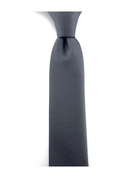 Pierroni Füme Oxford Desen Slim Kravat Füme