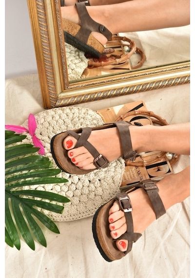 Fox Shoes Kahverengi Süet Kadın Sandalet H777786002