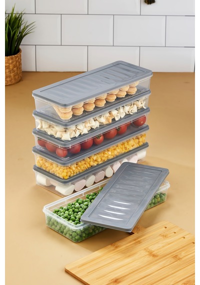 Multi Box 6 Lı Set Saklama Kabı Seti - Dondurucu & Mikrodalga Uyumlu Gri
