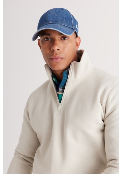 AC&Co / Altınyıldız Classics Standart Fit Normal Kesim İçi Polarlı Bato Yaka Pamuklu Erkek Sweatshirt Bej