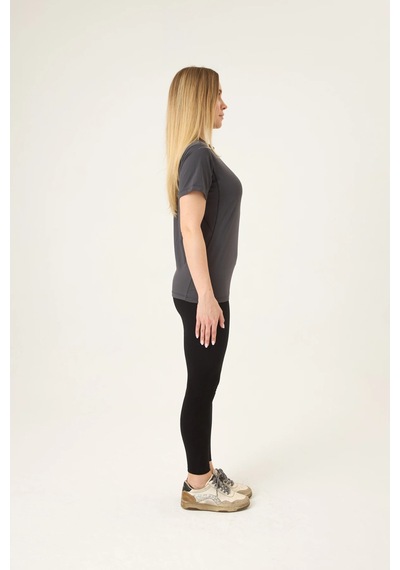 Zoor Kadın Kısa Kol Compression Fitness Gym Spor Body Tshirt Füme