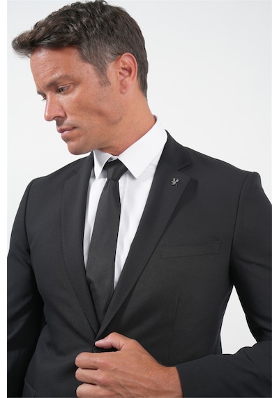 İmza Siyah Gabardin Mono Yaka 8 Drop Slim Fit Dar Kesim Basic Takım Elbise 1001255006