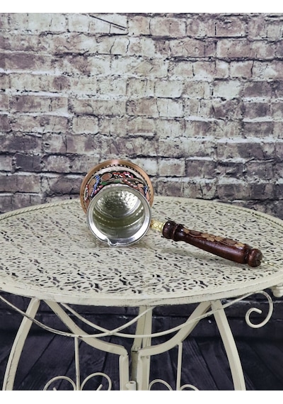 Gül Çiçek Bakır Cezve 5 Fincanlık