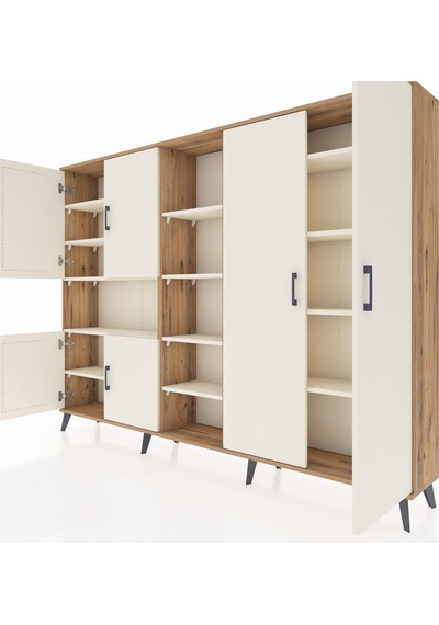 Arges Dolap 13 Raflı 6 Kapaklı 220x30x163 Çam-aytaşı Çam-aytaşı