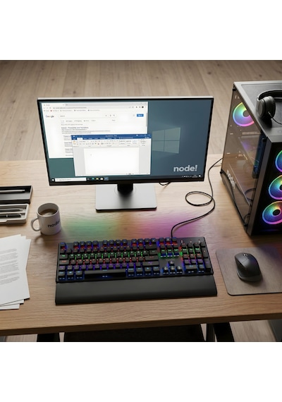 Red Switch Mekanik Rgb Gaming Klavye Full 104 Tuş Tr Q Bilek Destekli Rgb Oyuncu Klavyesi Kablolu
