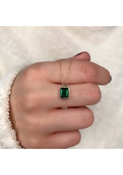 Kayra Mücevher Peridot Taşlı Altın Kolye Akm02