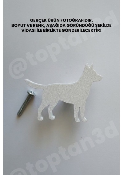 3 Adet - Beyaz Köpek Dolap Kulpu - Modern Çocuk, Bebek Odası Mobilya Kulpu Kulp Vidası Dahildir Sarı