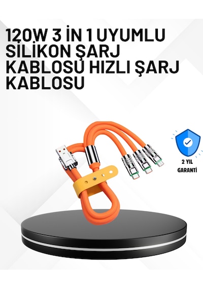 3 Ü 1 Arada Kablo 120w Hızlı Şarj Ve Veri Aktarımı Özellikli -