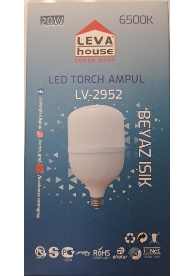 Leva Led Ampul Torch E27 Duy 20 W 1800 Lm Beyaz Işık 6500k Lv2952