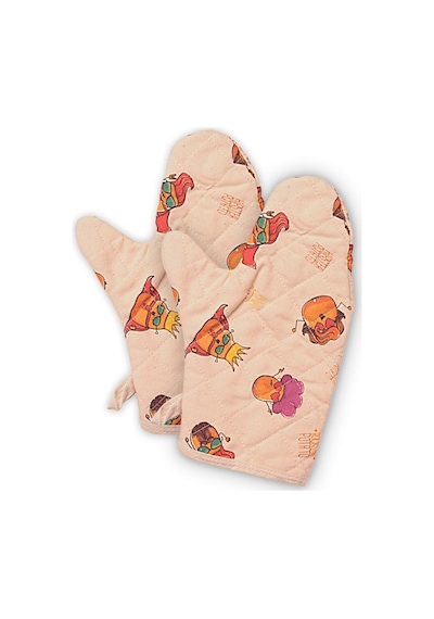 Molinella Yanmaz Kapitone Duck Kumaş Renkli Çift Fırın Eldiveni 20x27 Cm
