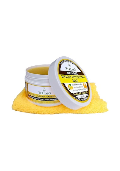 Terlans Doğal Ahşap Koruyucu Parlatıcı Vaks 250 Ml Üstün Koruma + Mikrofiber Bez / Ahşap Mobilya Parlatıcı Ve