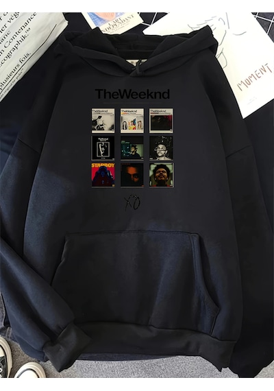 Uyguntarz Unisex The Weekend Baskılı Oversize Sweatshirt siyah
