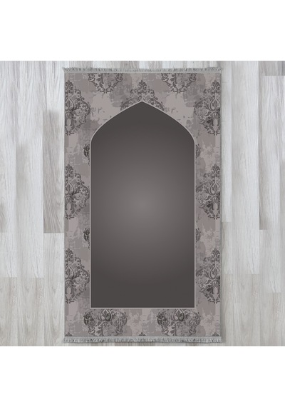 Evaşk Namazlık Dokuma Halı Kaymaz Muslumana Seccade66x113 Gri EVASK810C80