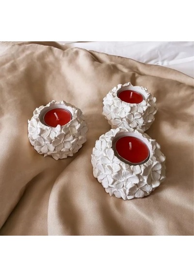 3 Adet Çiçek Desenli Tealight Mumluk