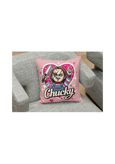 Chucky Desenlı Kare Yastık Kılıfı Çok Renklı
