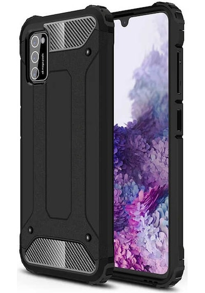 Kilifone - Samsung Uyumlu Galaxy A02s - Kılıf Çift Katman Zırh Tank Crash Military Kapak - Siyah