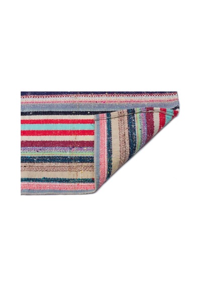 El Dokuması Vintage Yün-pamuk Çizgili Çaput Halı 32439 168 X 325 Cm Çok Renkli