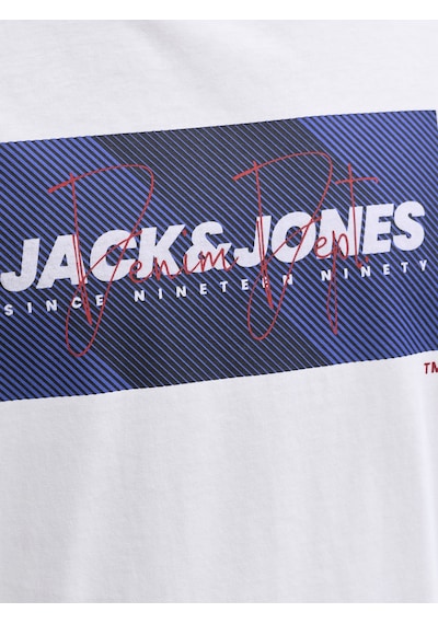 Jack & Jones Erkek Gögüs Logo Baskili Tisört - Cole - 12288492 Beyaz