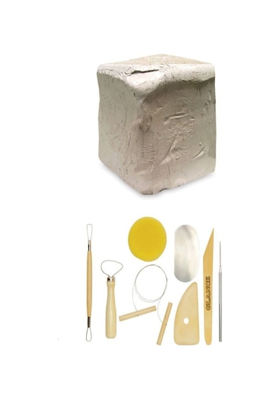 Beyaz Seramik Hamuru 6 Kg Kil 8'Li Seramik Şekillendirme Seti Beyaz Seramik Hamuru 6 Kg Kil 8'Li Seramik Şekillendirme Seti