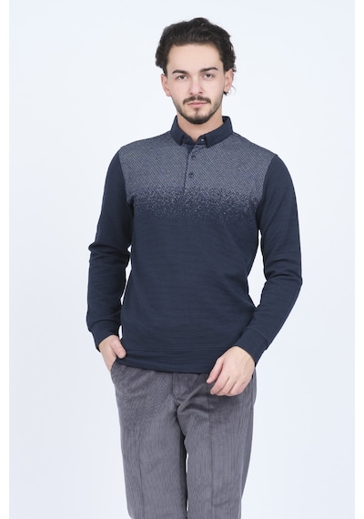 Raymons Erkek Desenli Polo Yaka Triko Sweat 6782258 Lacivert