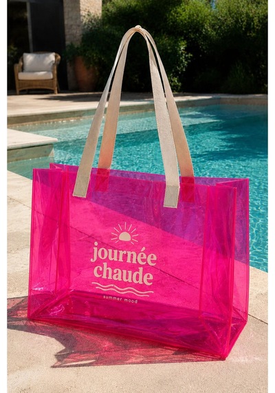 Hig Home Su Geçirmez Şeffaf Plaj Çantası Büyük Boy Kadın Deniz Havuz Omuz Çantası Pvc Şeffaf Çanta Beach Bag Pembe