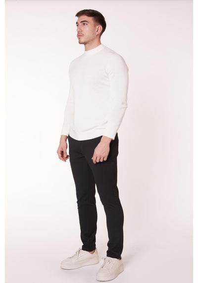 Braccas Erkek Yandan Cepli Bel Bağcıklı Fermuarlı Slim Fit Chino Siyah Pantolon Siyah