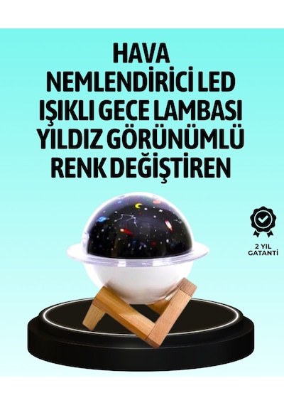 Usb İle Çalışan Projektörlü Aromaterapi Nemlendirici Masaüstü Kullanım İçin Uygun
