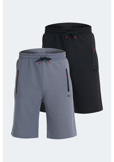 Slazenger Osaku 2 Li Set Erkek Şort Siyah - Koyu Gri
