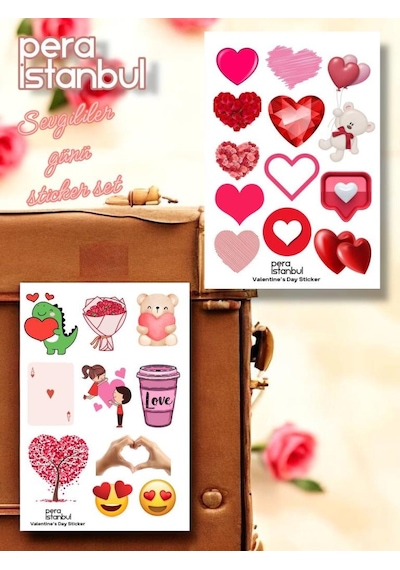2 Adet Renkli Sevgililer Günü Özel Sticker Ve Hediyelik Sticker Seti Sevgililer Günü Yıl Dönümü Çok Renkli