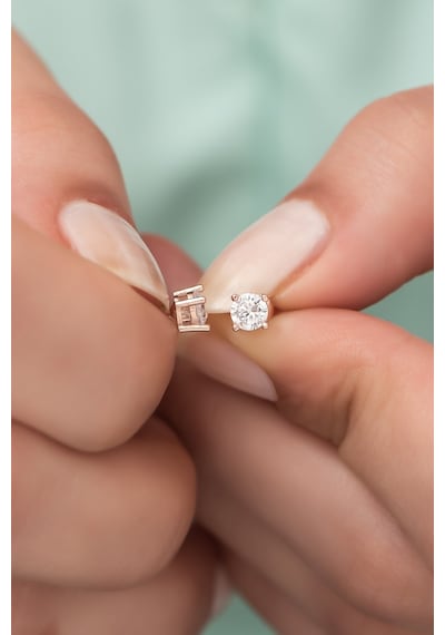 Nereze 925 Ayar Gümüş Rose Pırlanta Montür 4 MM Tektaş Küpe