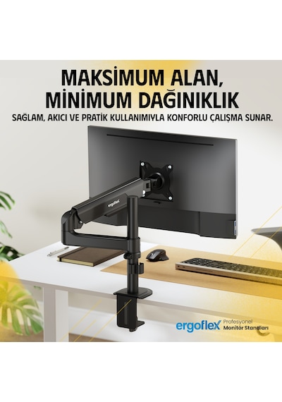 Ergoflex S10 Siyah 22-40inch Amortisörlü 12 Kg Monitör Standı 2026 Versiyon