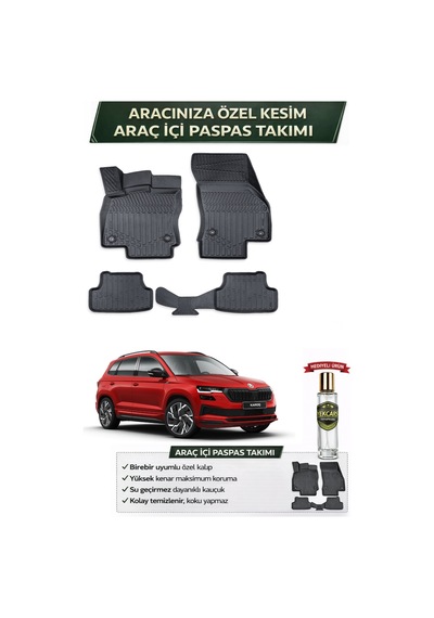 Skoda Karoq 2020 Model Aracınıza Özel Üretim Esnek Kauçuk Paspas Takımı