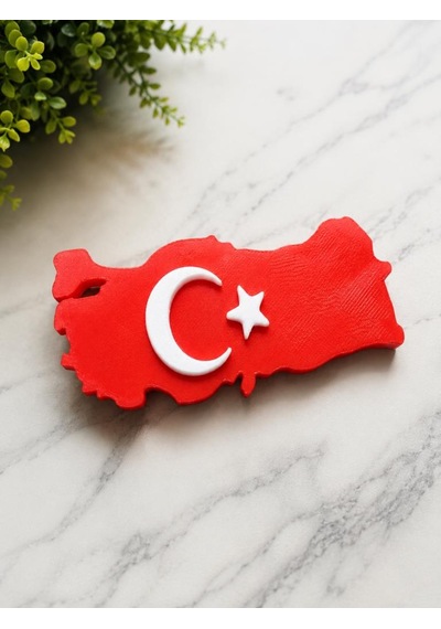 Magnet Buzdolabı Magneti Türkiye Haritası Türk Bayraklı Hediyelik Dekoratif 9 X 4,5 Cm