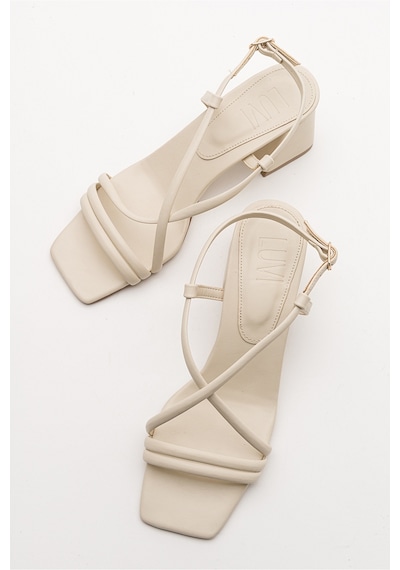 Luvishoes Daisy Bej Cilt Kadın Topuklu Ayakkabı Bej