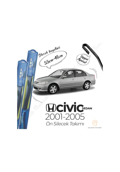 Rbw Hybrid Honda Civic Sedan 2001-2005 Ön Silecek Takımı - Hibrit