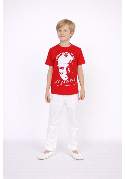 Erkek Çocuk Atatürk T-shirt Pantolon Gösteri Kıyafeti Beyaz - Kırmızı Erkek Çocuk Atatürk T-shirt Pantolon Gösteri Kıyafeti Beyaz - Kırmızı