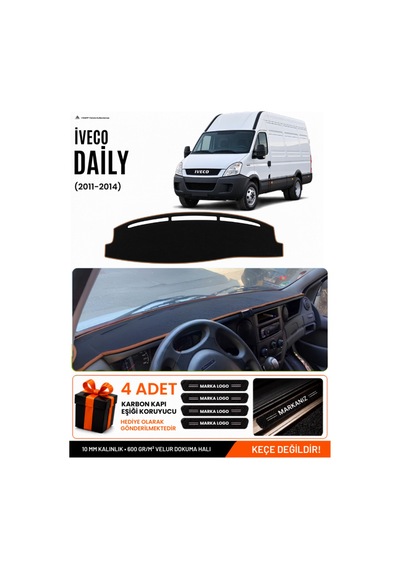 Iveco Daıly 2011-2014 Uyumlu Torpido Örtüsü, Torpido Kılıfı - Siyah Kahverengi