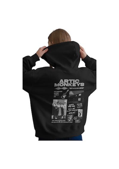 Sevbano Arctic Monkeys Müzik Grubu Baskılı Unisex Oversize Premium Kapüşo Siyah