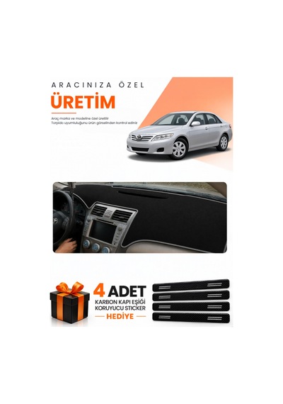 Toyota Camry 2006-2012 Uyumlu Torpido Koruma Örtüsü Oto Kılıfı - Siyah Gri