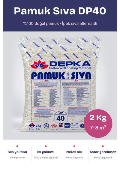 Depka Pamuk Sıva Dp40 2 Kg 7-8 M² İpek Sıva Alternatifi Isı Ve Ses Yalıtımlı Dekoratif Sıva