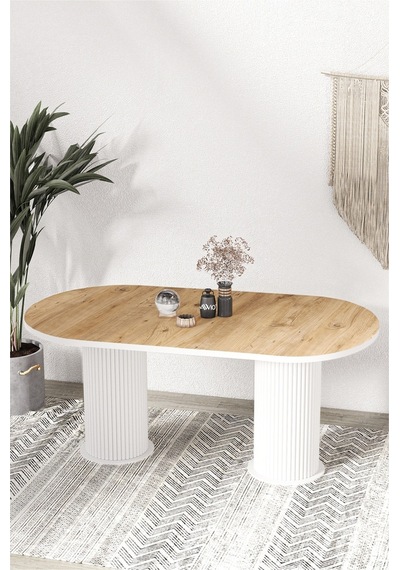 Avvio Kiev Ptt Lake Mdf Beyaz Ayakli 80x180 Mutfak Masasi Yemek Masasi Akça