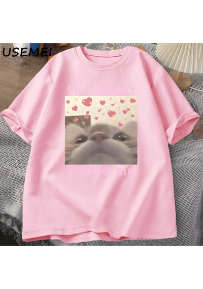 Flood Of Style The Beast Inside Me Cat Meme T-shirt Men Women Dank Memes Tee Shirt Silly Cats Unhinged Tshir Pembe
