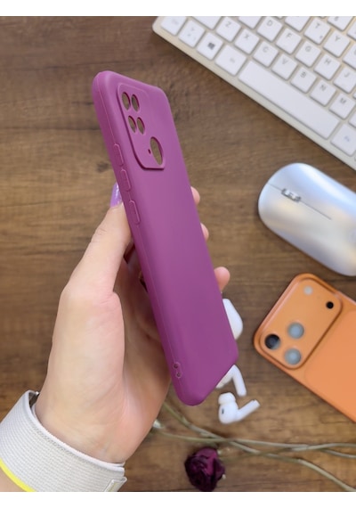 Redmi 10c / Poco C40 Uyumlu Kamera Korumalı Darbeye Dayanıklı Renk Atmayan Fab Silikon Kılıf Mor