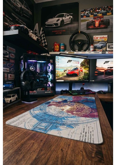 Doctor Strange Büyü Çemberi Blueprint 40x90 Cm Oyuncu Mousepad Kaymaz Taban Büyük Boy Siyah