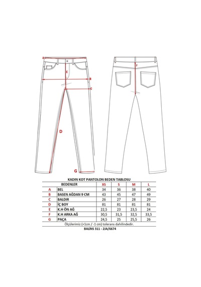 Kadın Kargo Cep Kot Pantolon 001