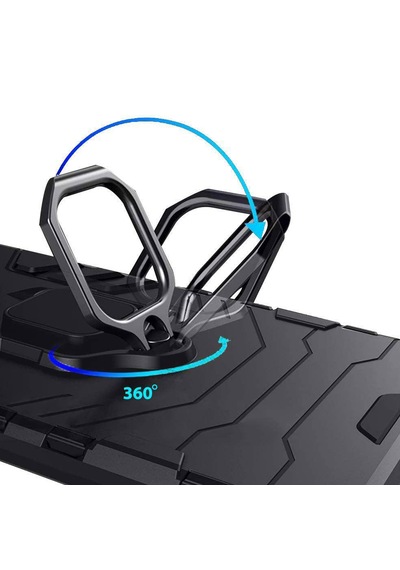 Microcase Realme Gt 6t İle Uyumlu Batman Serisi Yüzük Standlı Armor Kılıf - Siyah Al3349