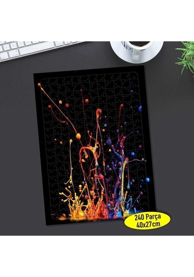 Dağılmış Renkli Damlalar Obje 240 Parça Puzzle Yapboz-66169202