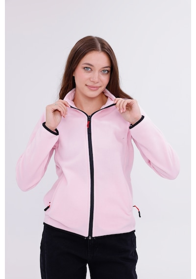 Monox Kadın Slim Fit Tam Fermuarlı Polar Ceket Pembe