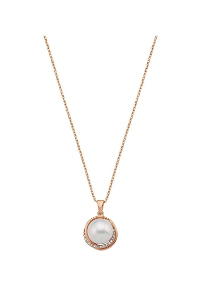 10,5 Mm Zirkon Taşlı Doğal İnci Kolye Rose